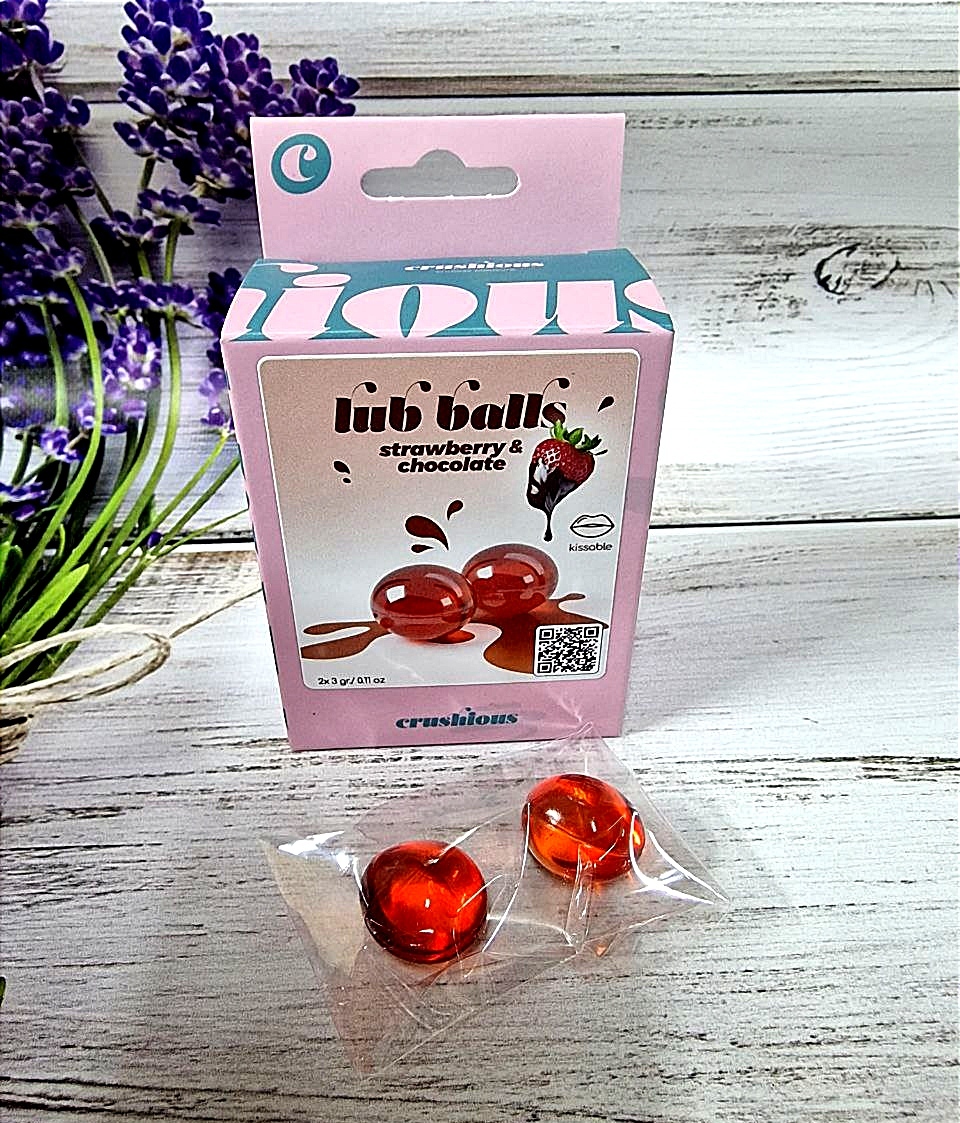 Бразильські вибухові кульки для масажу Crushious Lub Balls зі смаком полуниці та шоколаду