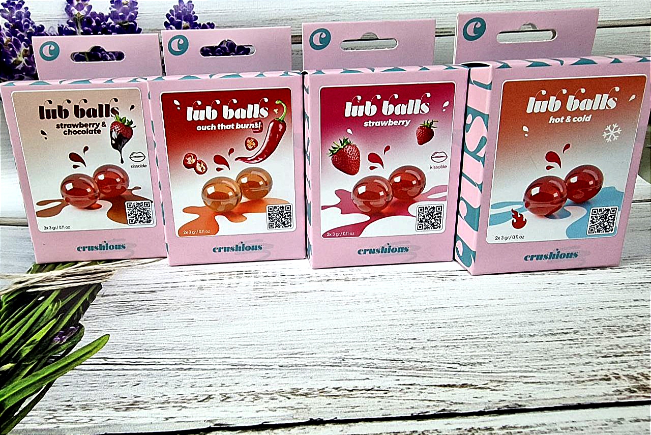 Бразильські вибухові кульки для масажу Crushious Lub Balls зі смаком полуниці та шоколаду