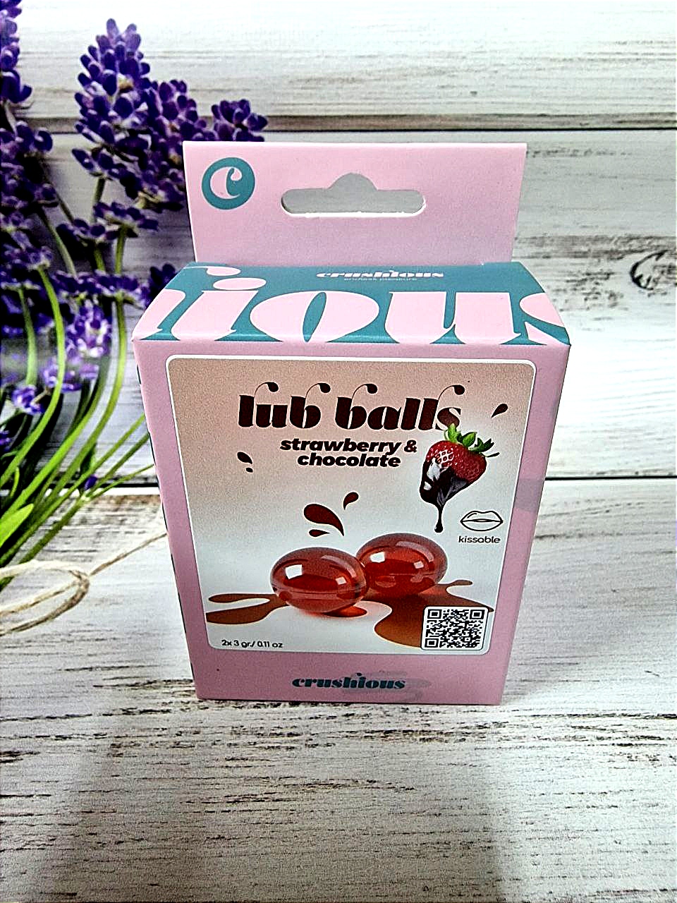 Бразильські вибухові кульки для масажу Crushious Lub Balls зі смаком полуниці та шоколаду