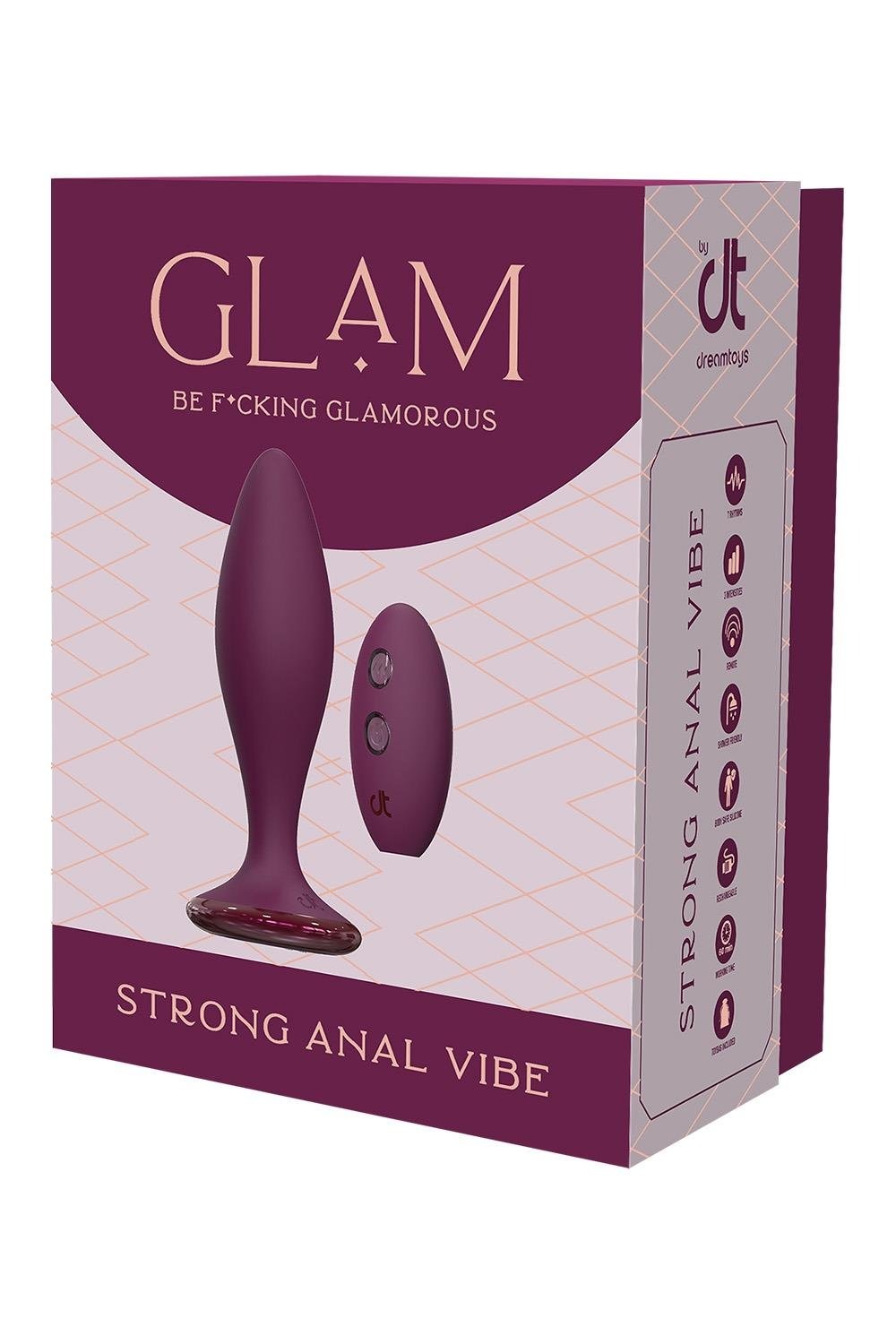 Анальний вібратор Dreamtoys Glam з пультом, фіолетовий, 12.8 см
