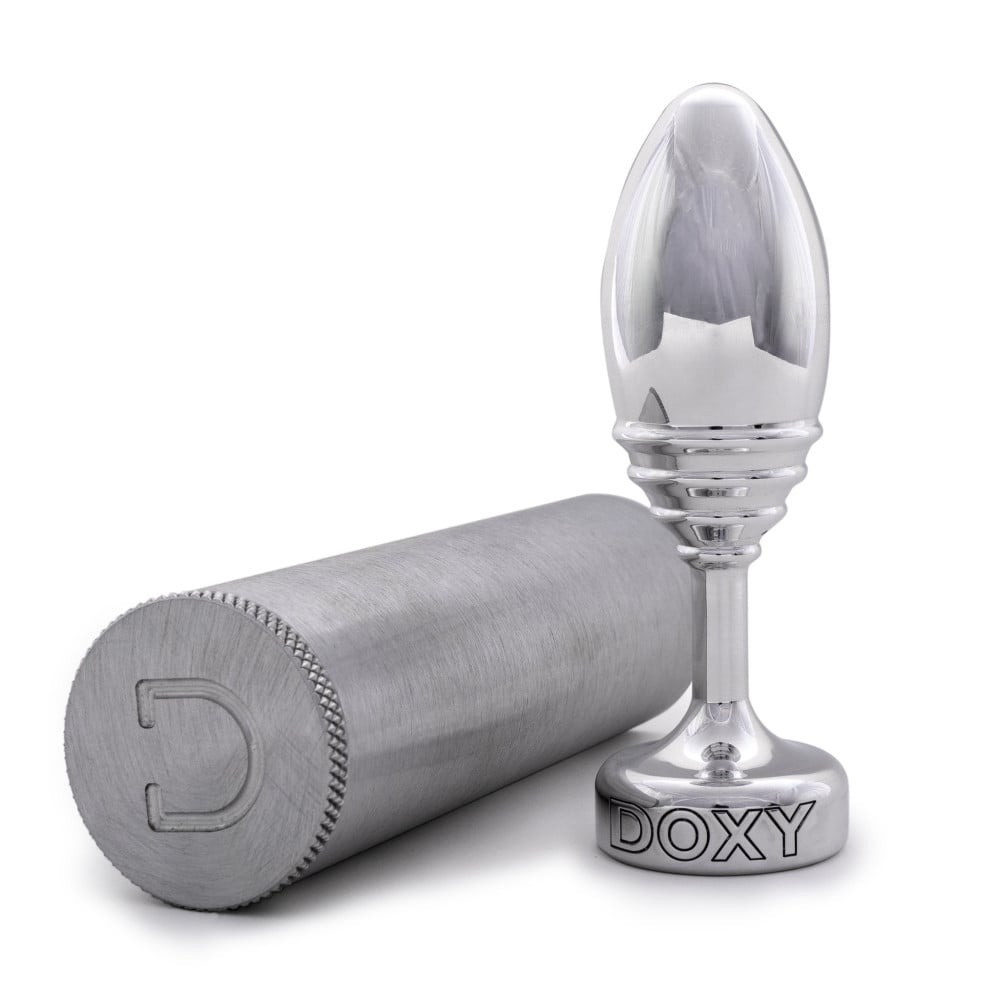 Анальна пробка ребриста Doxy Ribbed Butt Plug метал, срібляста