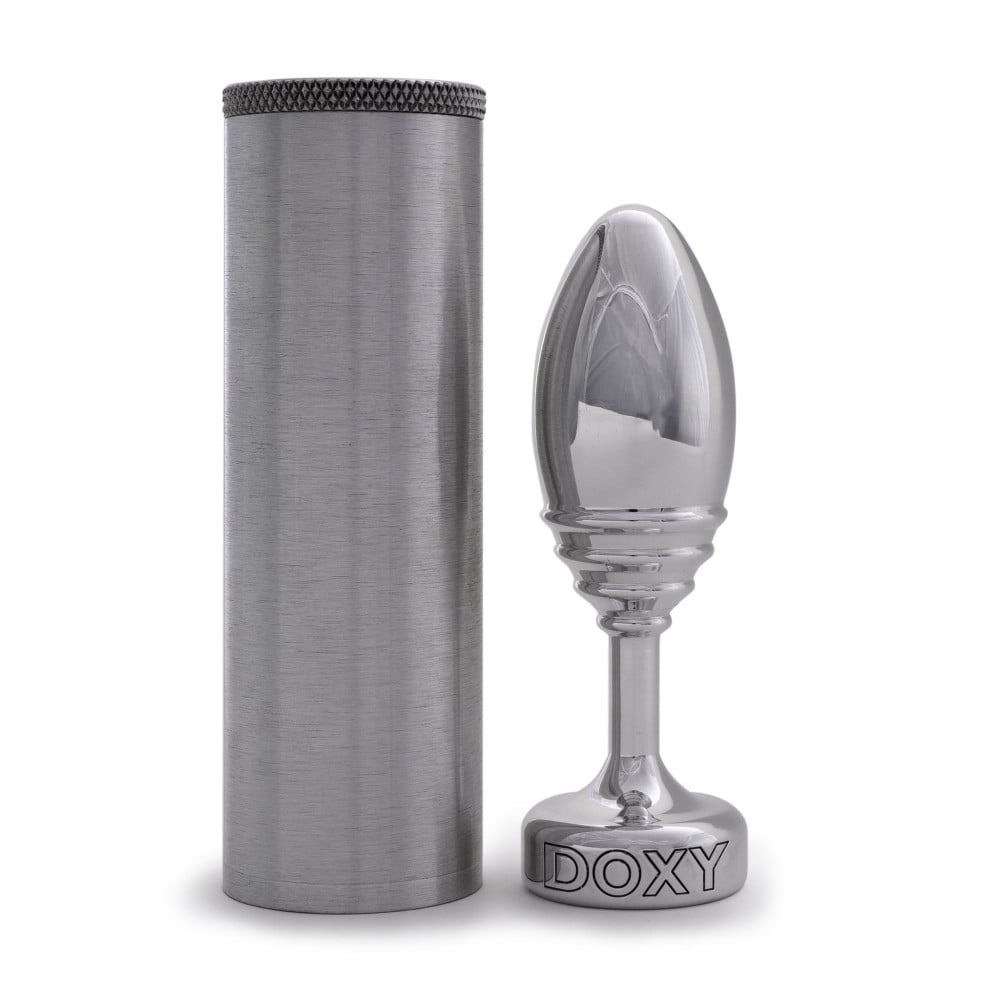 Анальна пробка ребриста Doxy Ribbed Butt Plug метал, срібляста