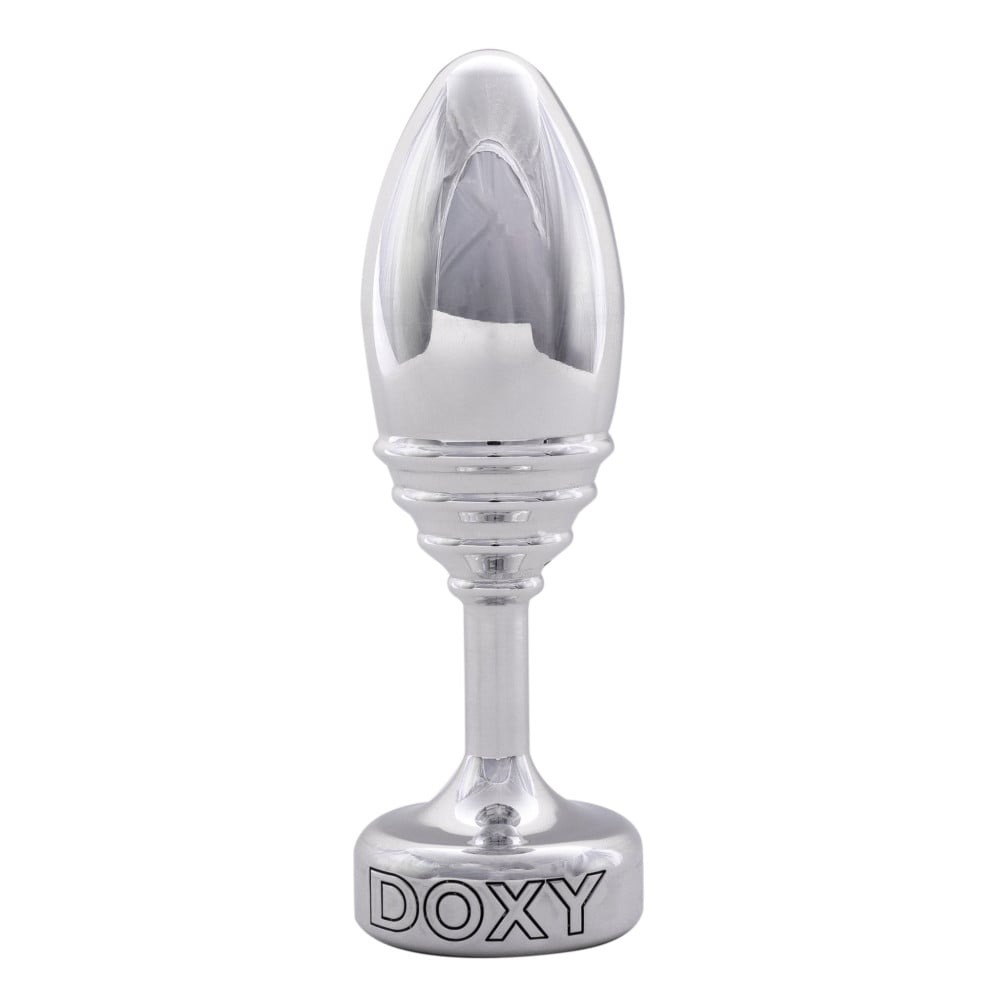 Анальна пробка ребриста Doxy Ribbed Butt Plug метал, срібляста