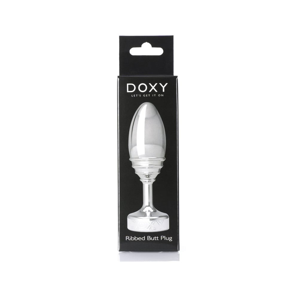Анальна пробка ребриста Doxy Ribbed Butt Plug метал, срібляста