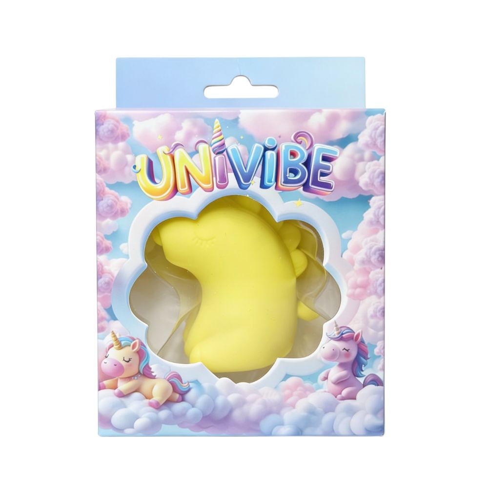 Стимулятор клітора з пульсацією UNIVIBE Єдиноріг, 5 режимів, жовтий
