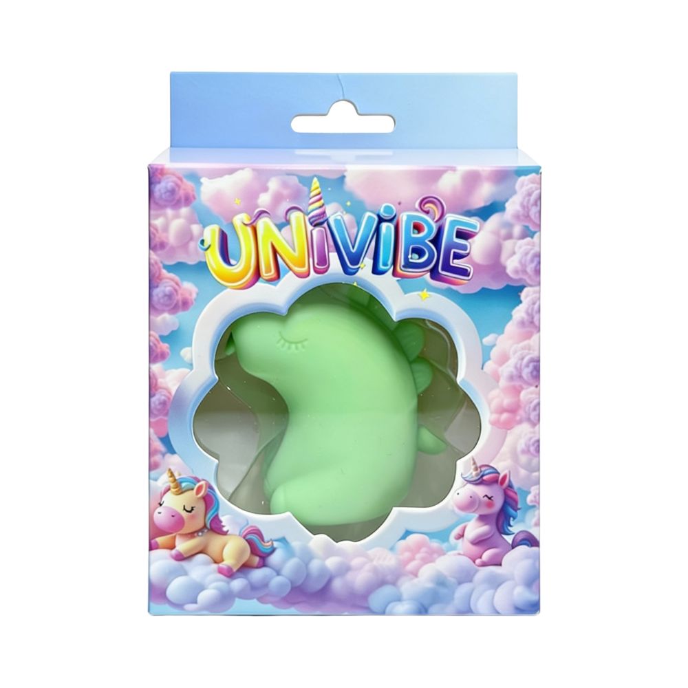 Стимулятор клітора з язичком UNIVIBE Єдиноріг, 10 режимів, зелений