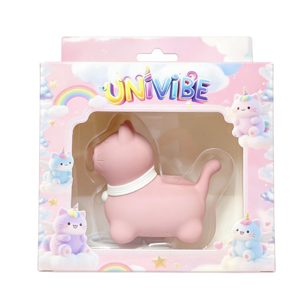 Стимулятор клітора з пульсацією UNIVIBE Котик, 5 режимів, рожевий