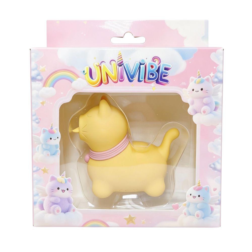 Стимулятор клітора з язичком UNIVIBE Котик, 10 режимів, жовтий