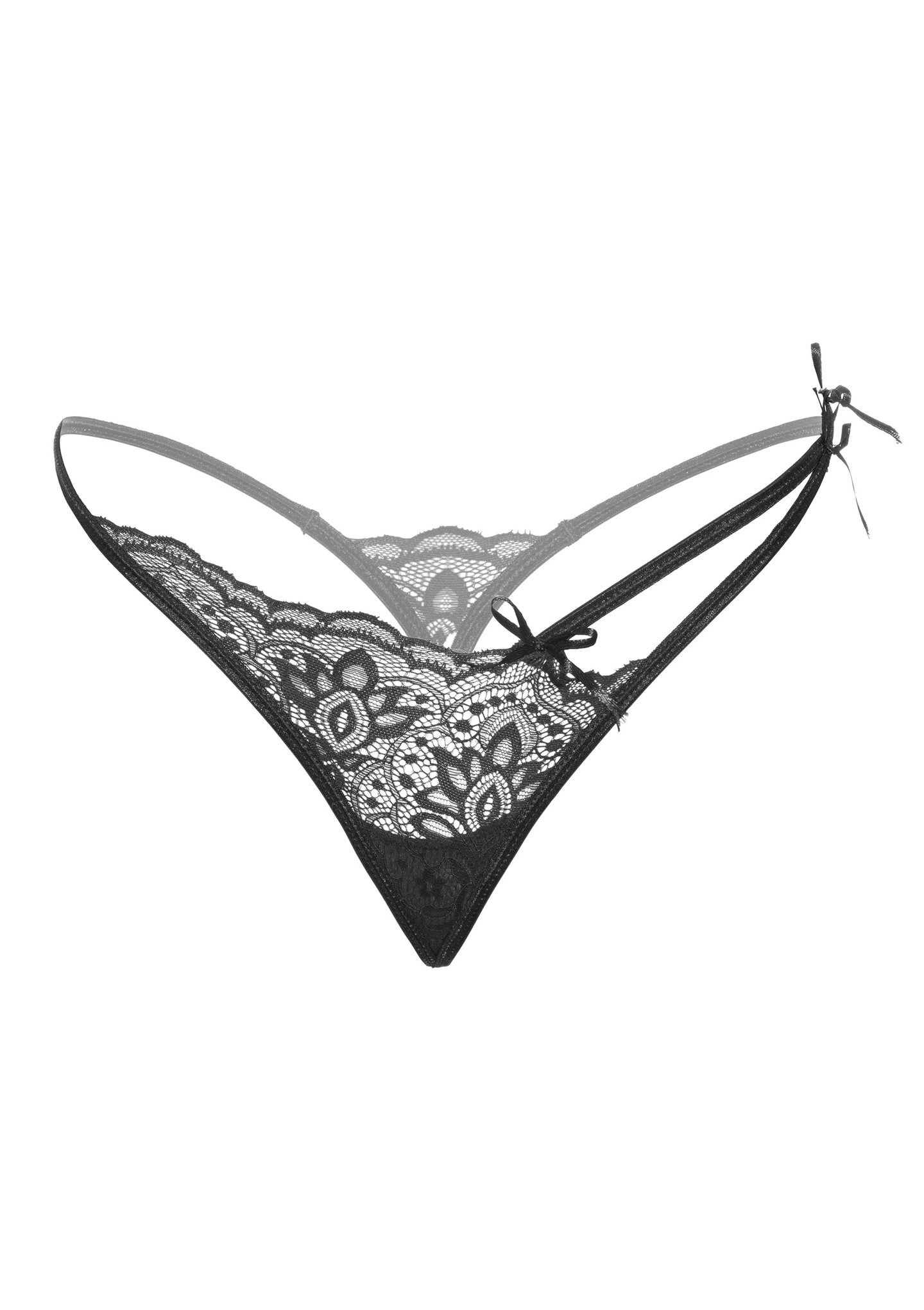 Мереживні стрінги з акцентними шлейками по одній стороні Daring Intimates Gina чорний, S/M