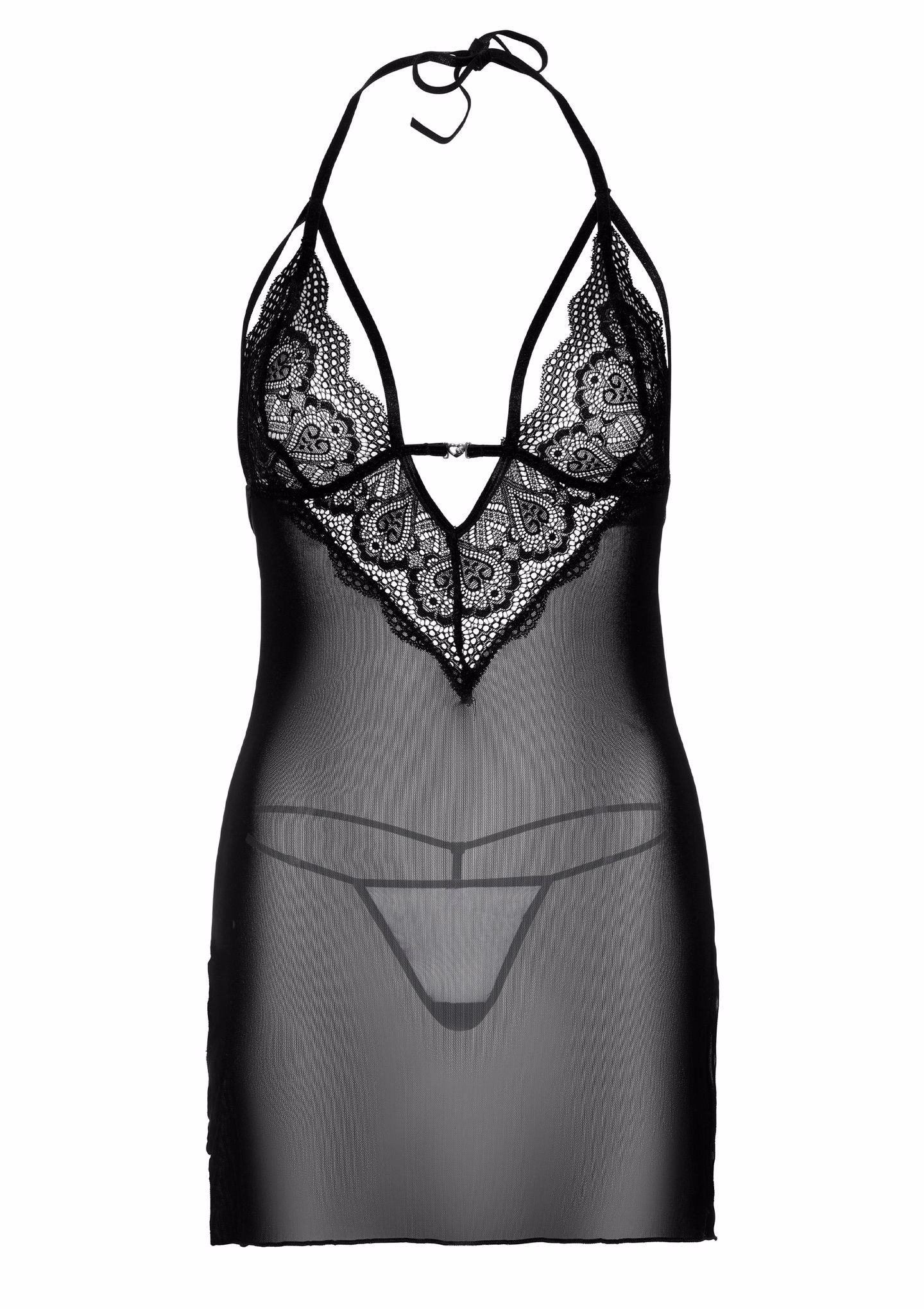 Комплект пеньюар + стринги Daring Intimates, черный, S/M