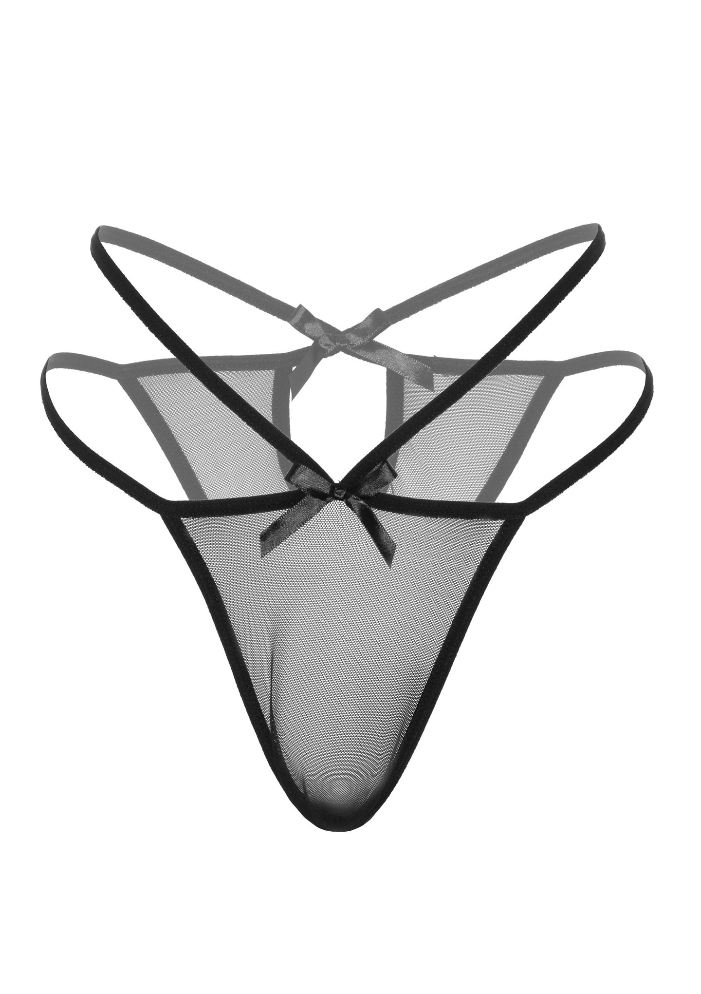 Трусики напівпрозорі з бантиками Daring Intimates Scarlett, чорний, S/M