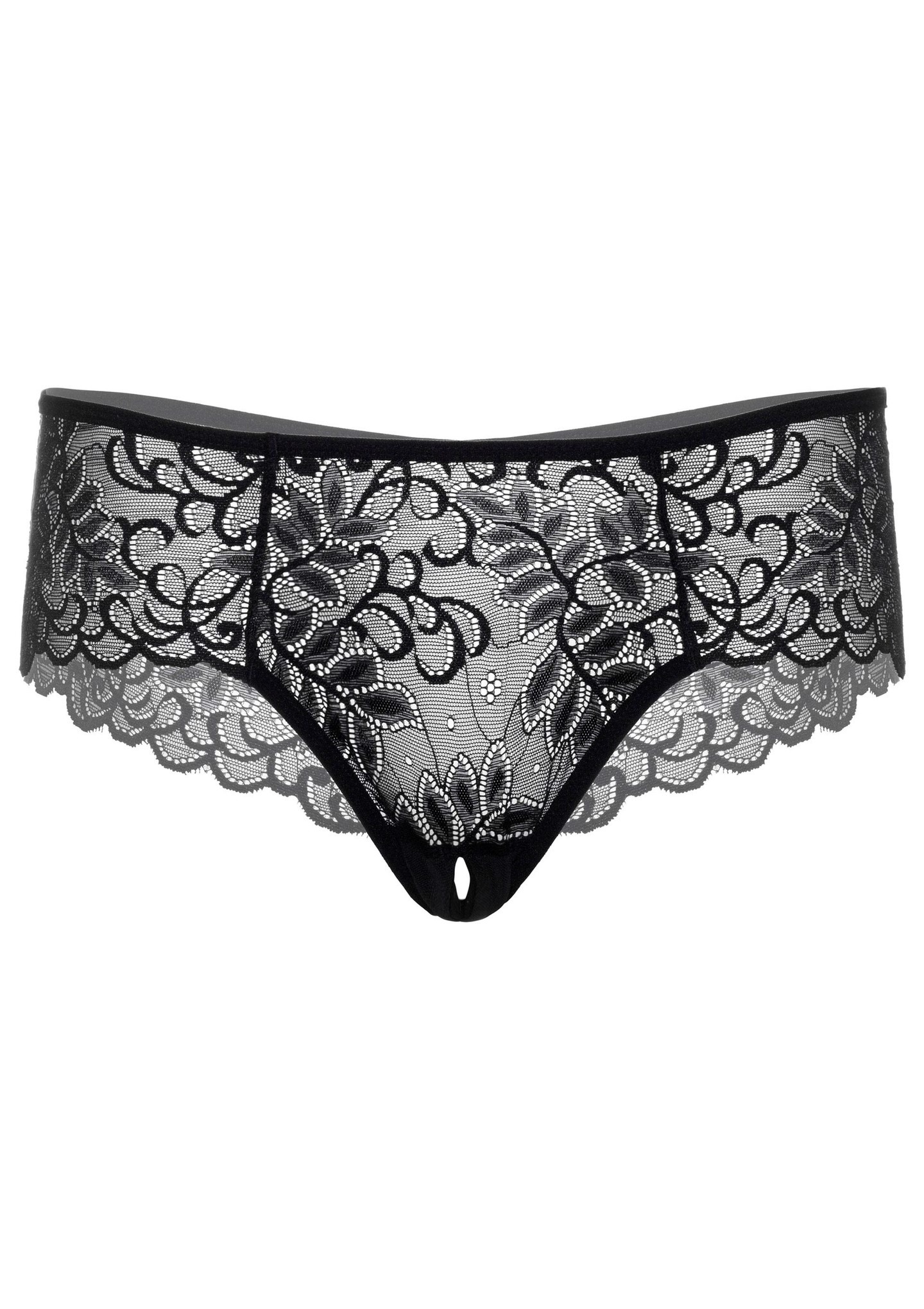 Трусики кружевные с открытым доступом Daring Intimates Ella, черный, S/M