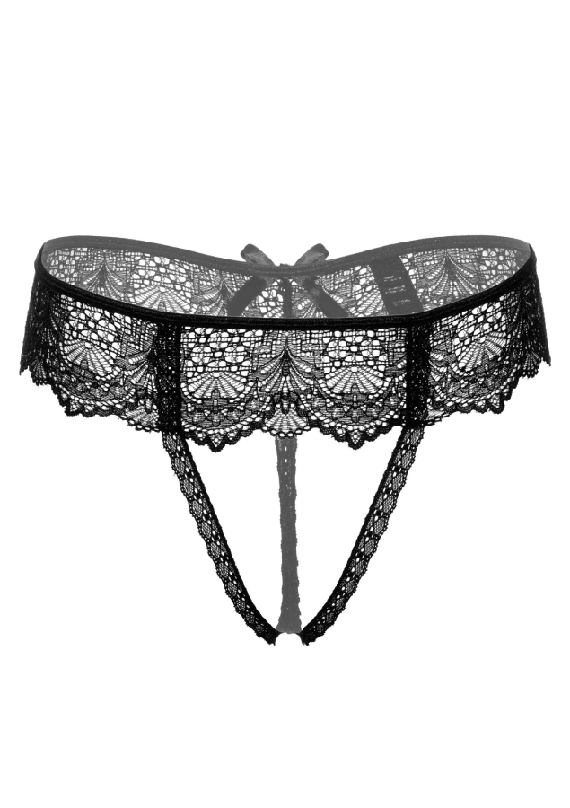 Трусики з відкритою інтимною зоною S/M Delphine Daring Intimates, чорні