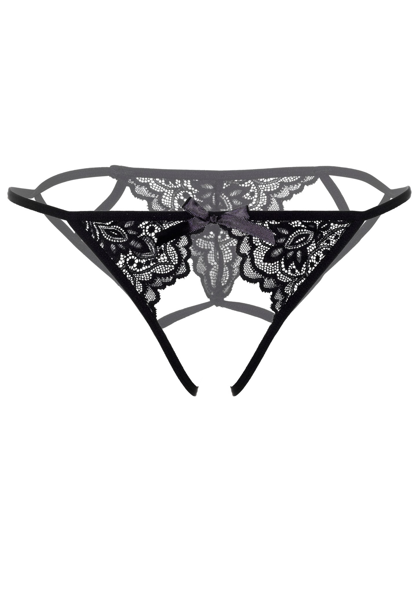 Кружевные трусики с открытой интимной зоной Inez Daring Intimates, черные, S/M