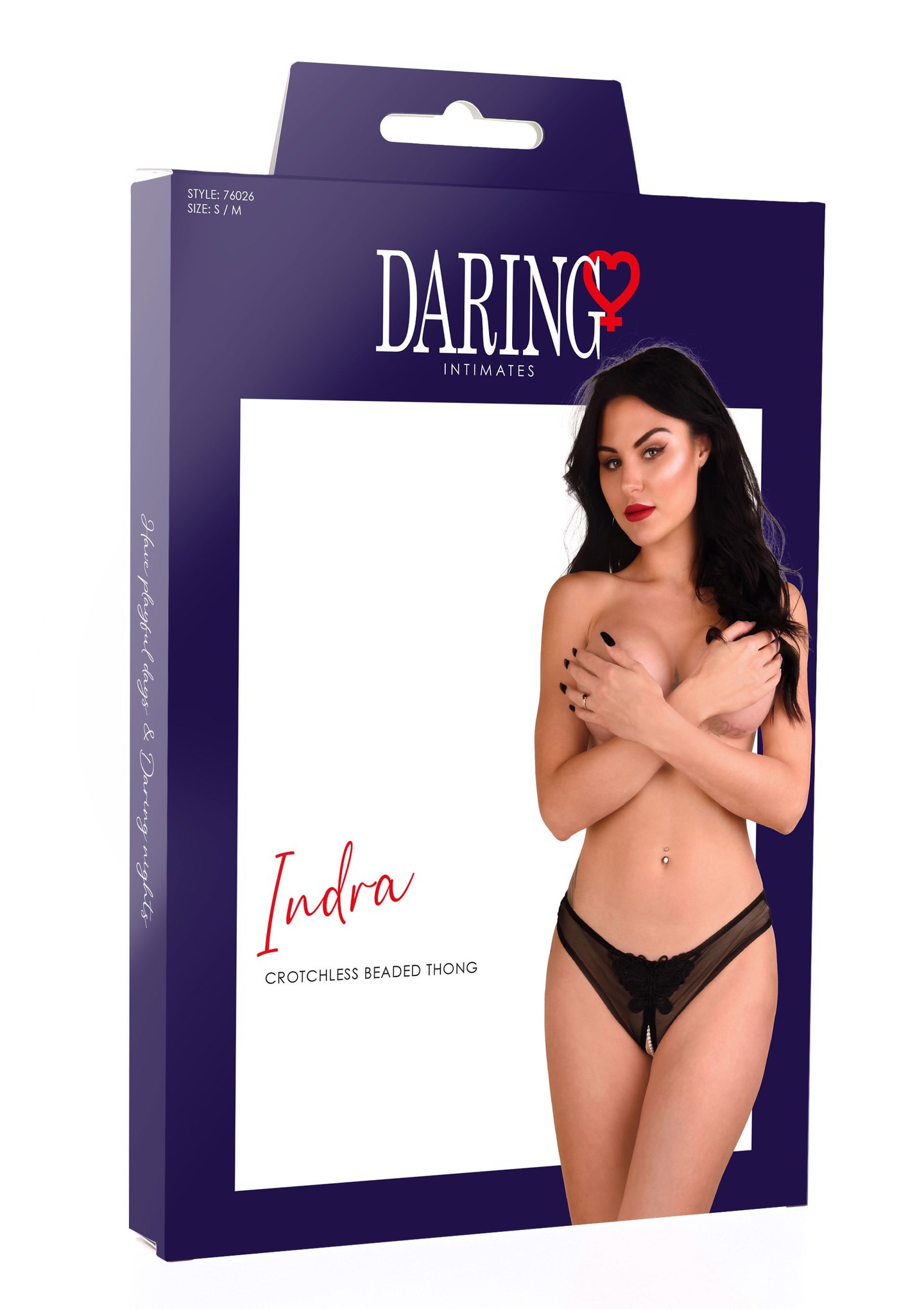 Трусики с жемчужинами и аппликацией в виде бабочки Daring Intimates, черный, S/M