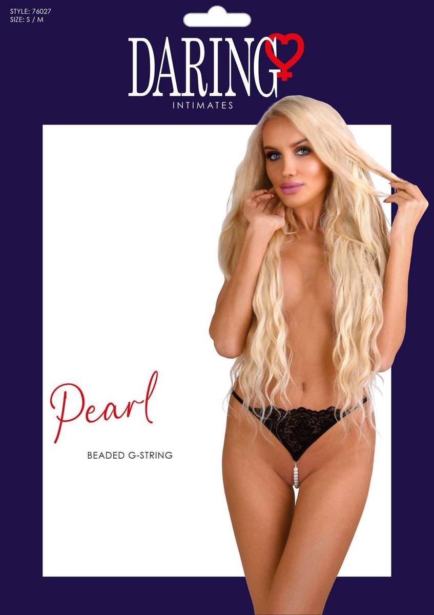 Стринги с жемчугом S/M Daring Intimates, черные