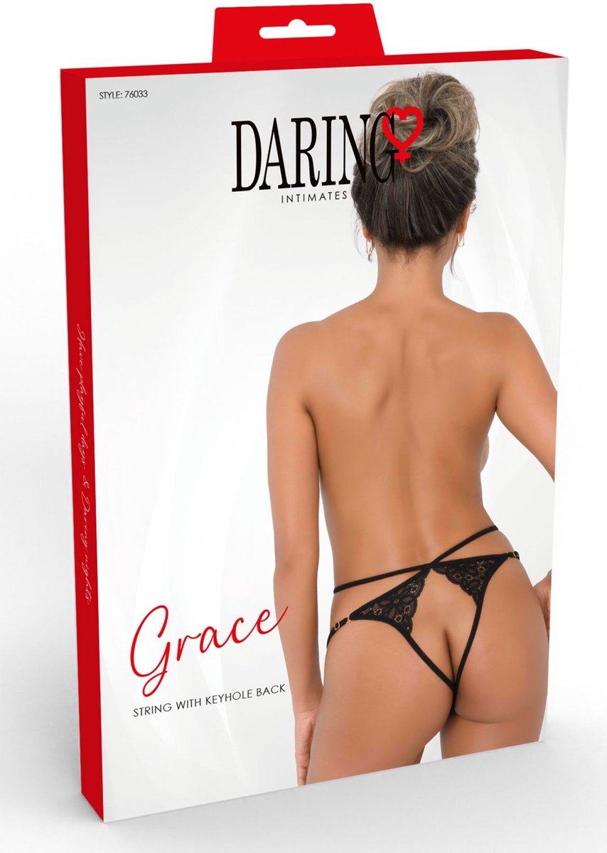 Трусики мереживні з інтимним вирізом S/M Grace Daring Intimates, чорні