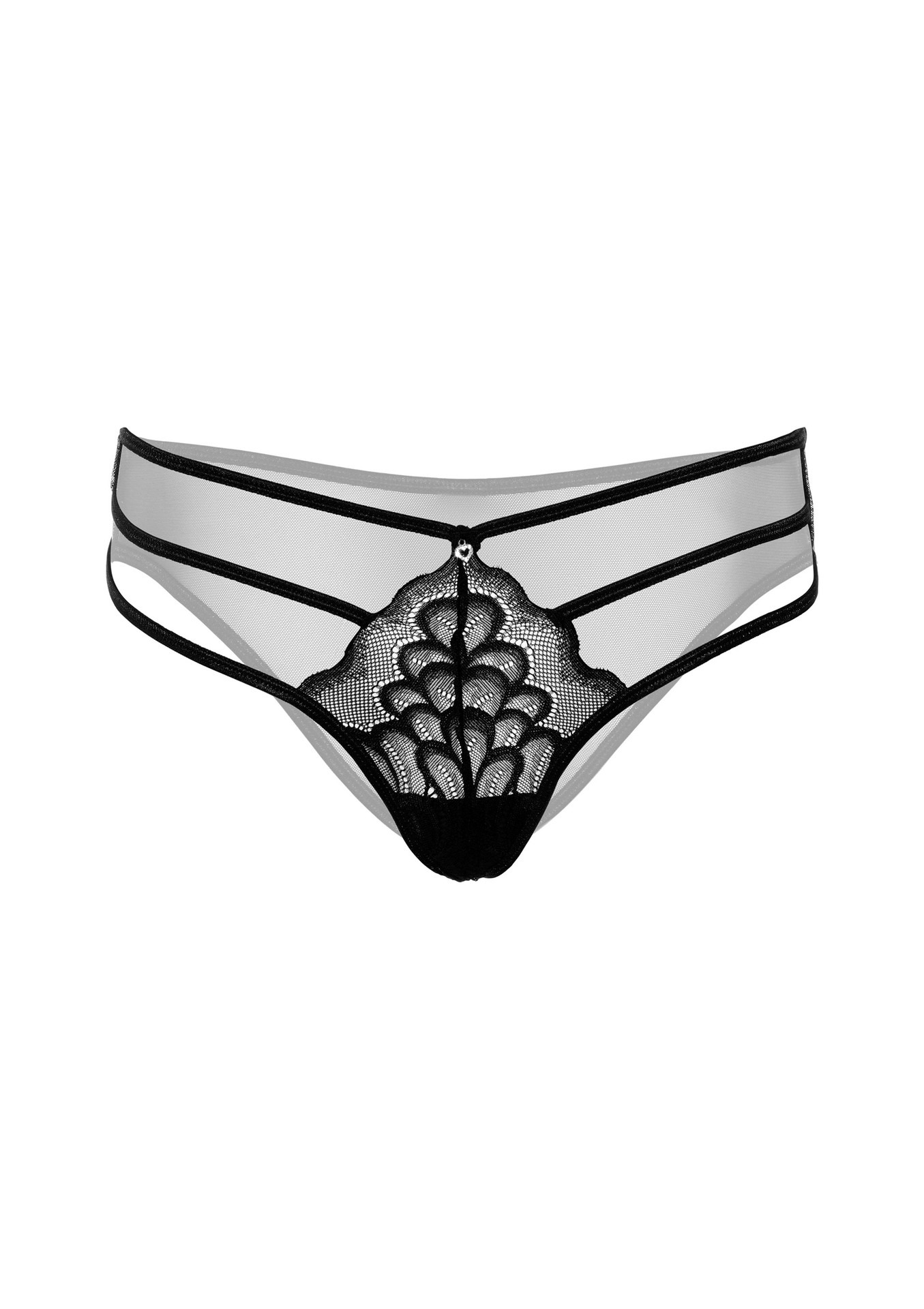 Трусики кружевные Daring Intimates с декоративными бретелями, черный, S/M