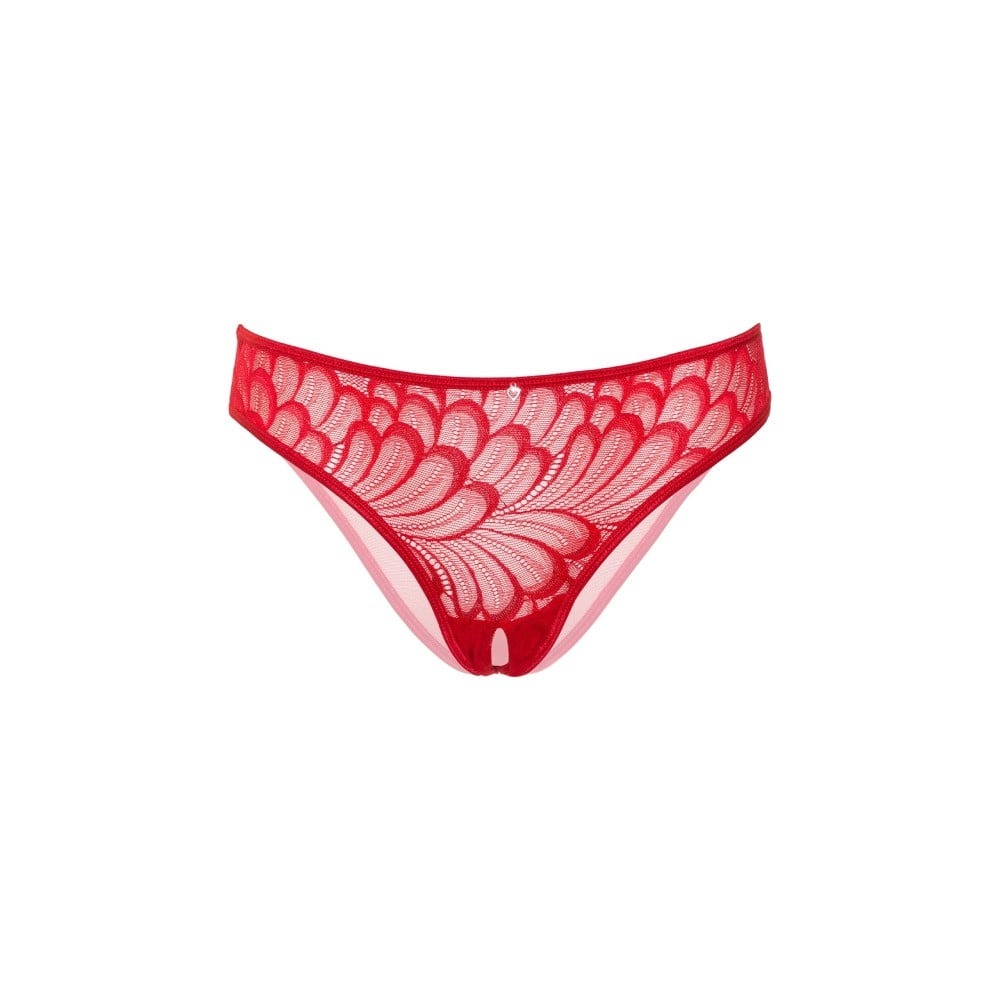 Трусики з квітковою аплікацією та відкритим доступом Daring Intimates червоний, S/M