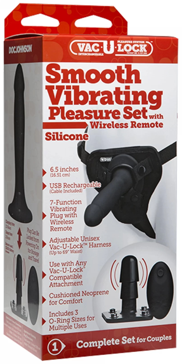 Стпапон з вібрацією Doc Johnson Vac-U-Lock Smooth Vibrating Pleasure Set
