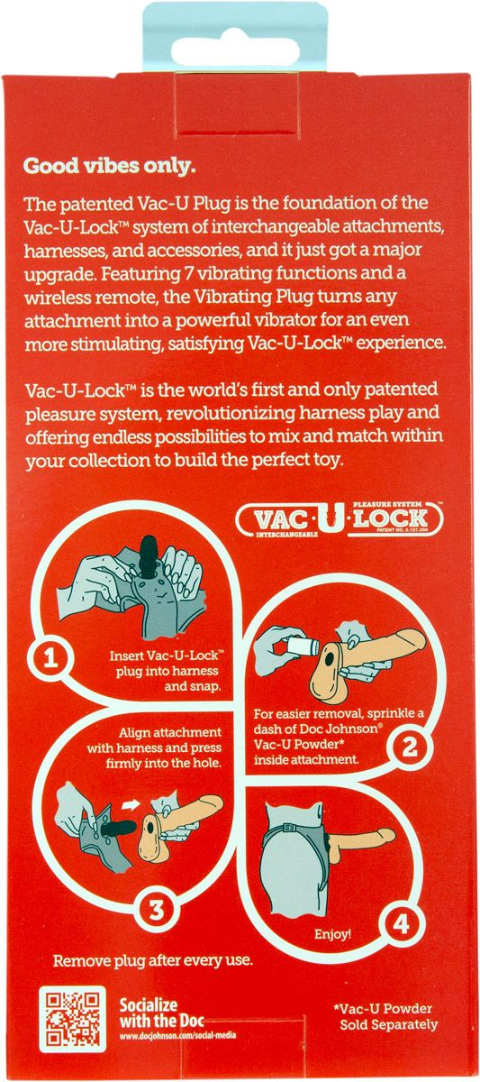 Стпапон з вібрацією Doc Johnson Vac-U-Lock Smooth Vibrating Pleasure Set