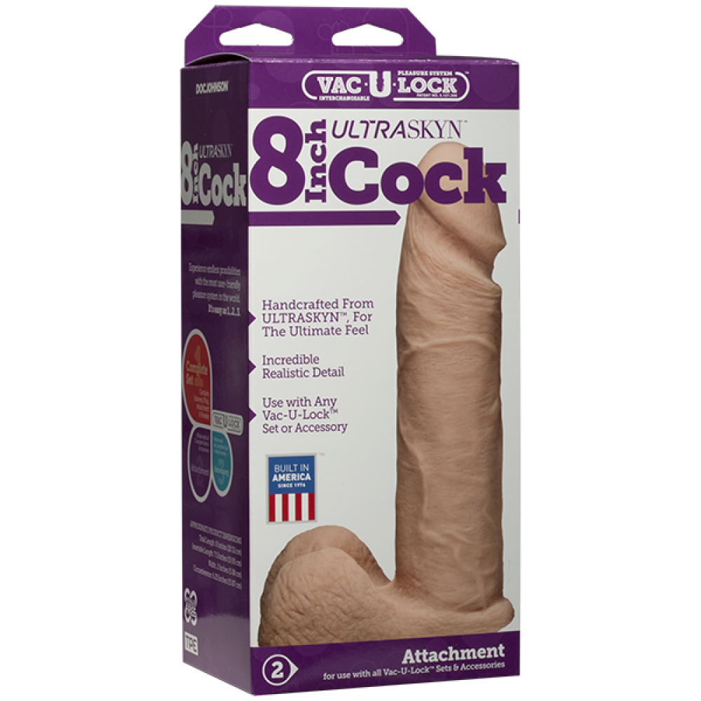 Фалоімітатор Doc Johnson Vac U Lock Ultraskyn cock White, 20 х 5 см