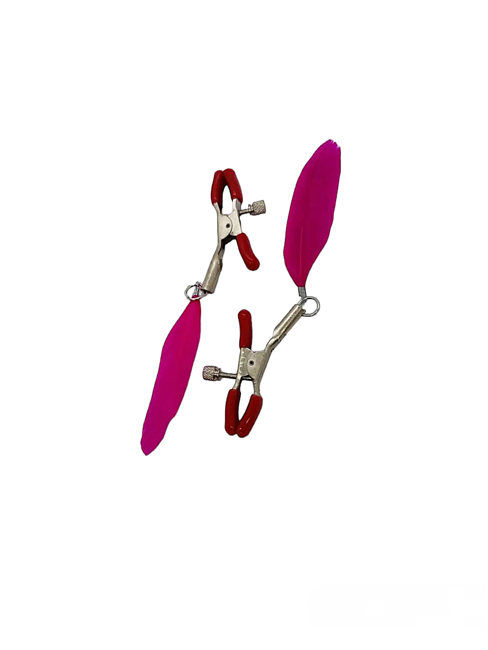 Затискачі на соски DS Fetish Nipple clamps feather L red