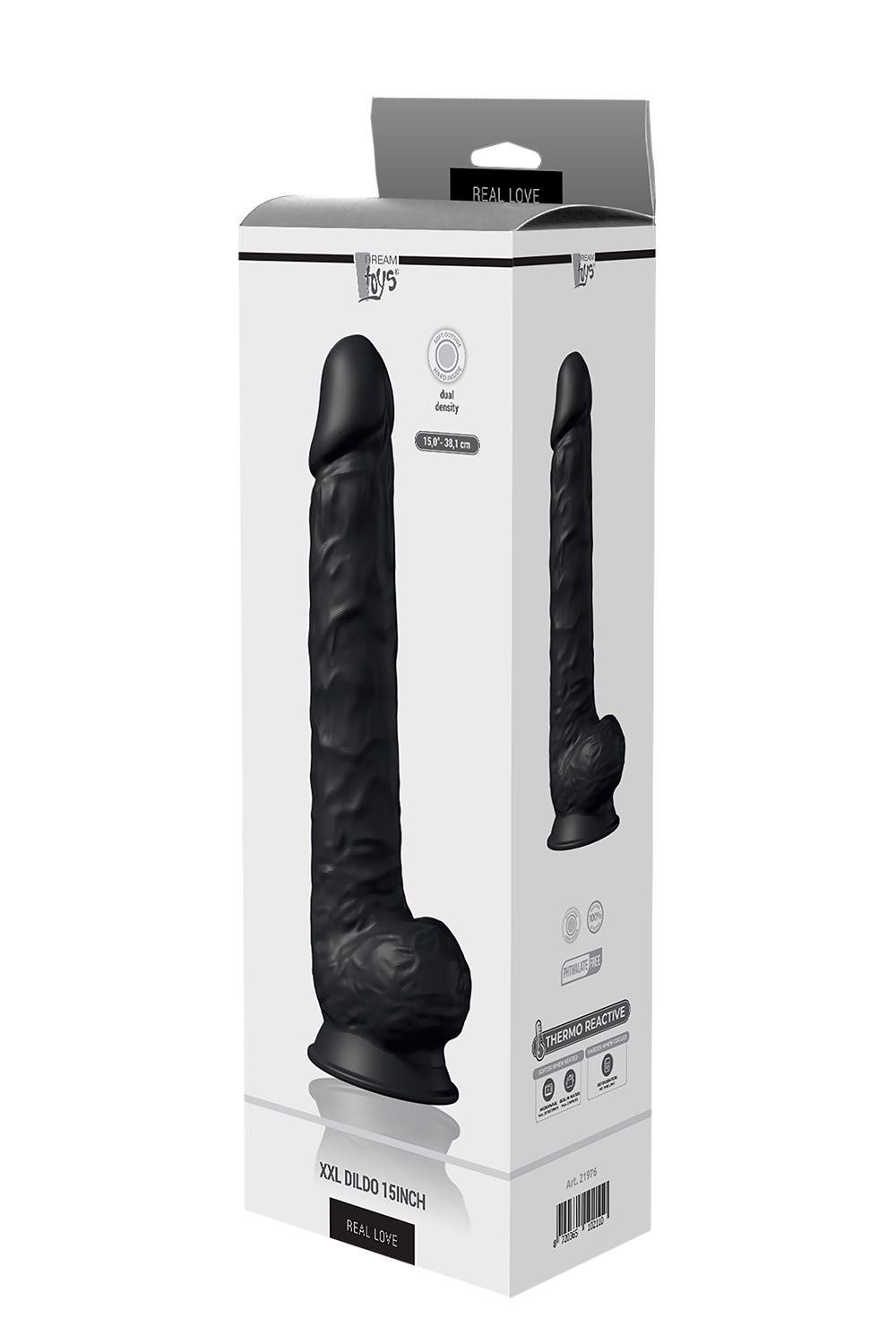 Фалоімітатор гігантський реалістичний Dreamtoys Real Love на присосці з мошонкою, чорний