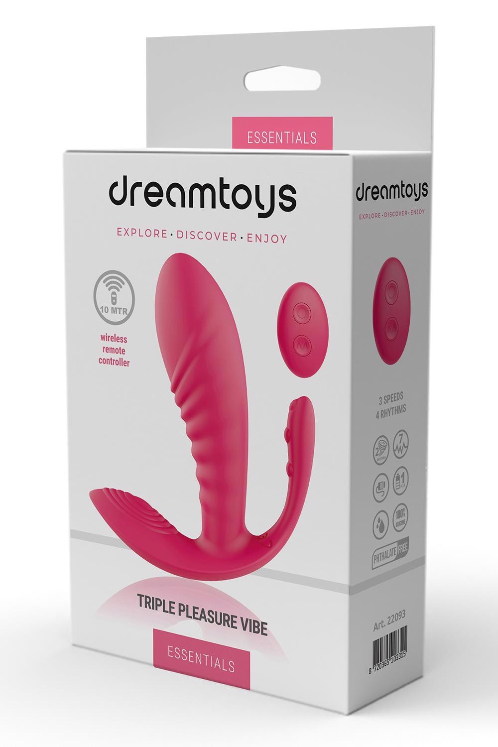 Масажер-вібратор рельєфний Dream Toys Essentials з потрійною стимуляцією, червоний