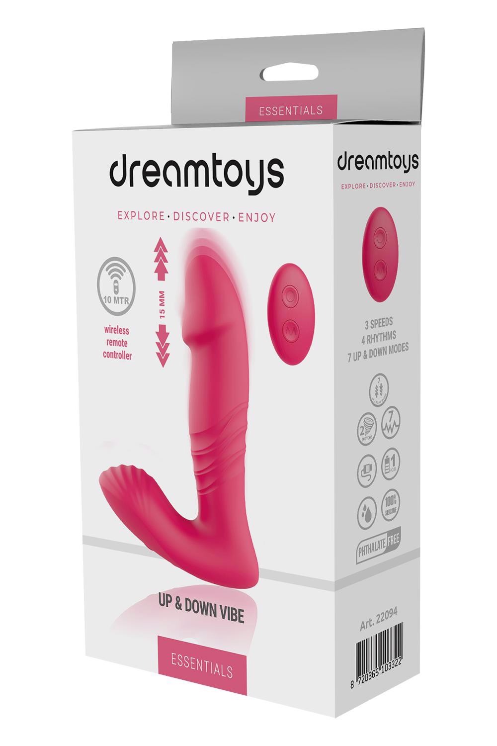 Анальний вібратор DREAM TOYS Essentials із поступальними рухами, рожевий