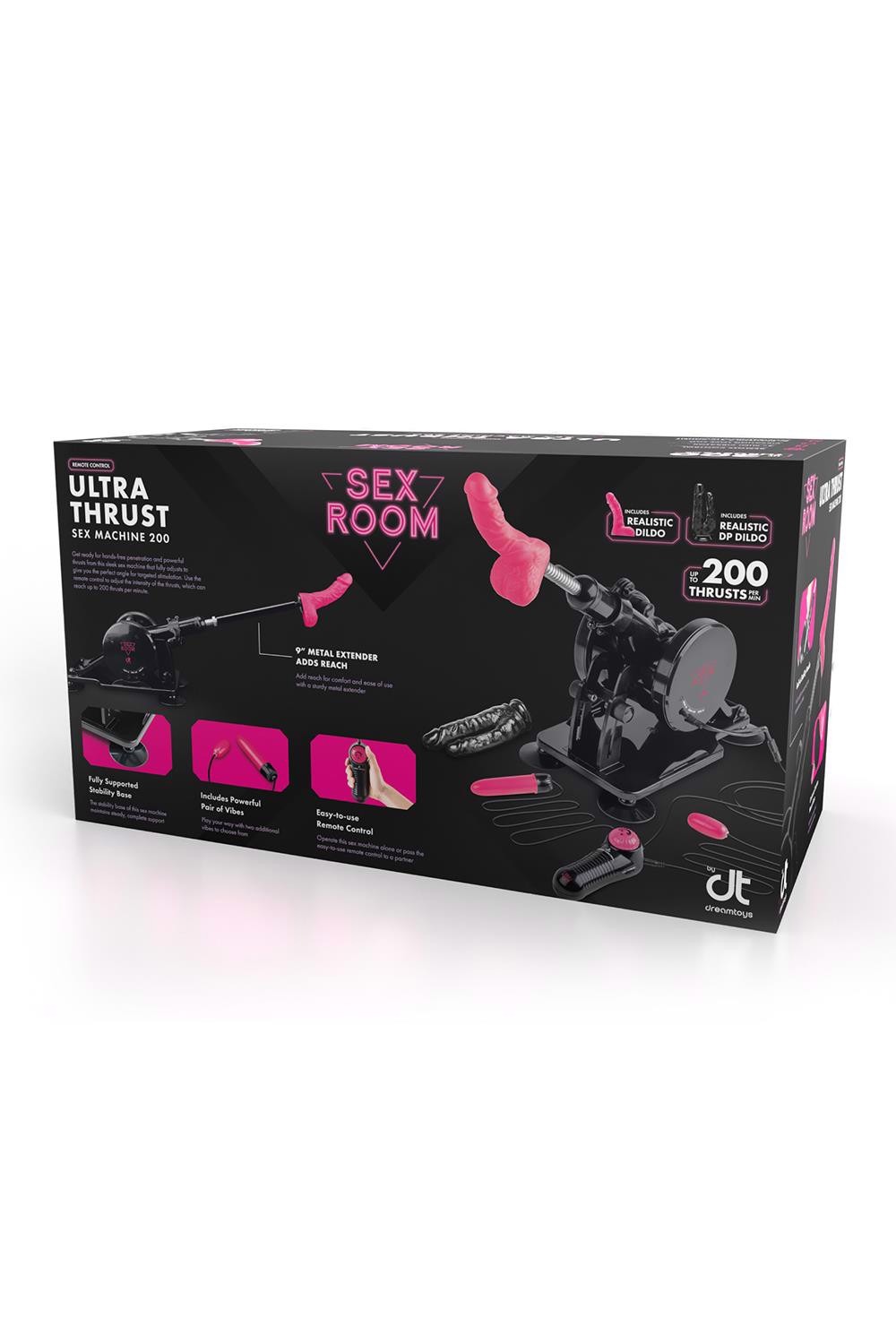 Секс-машина Dreamtoys Sex Room Sex Machine з насадками та пультом, чорна