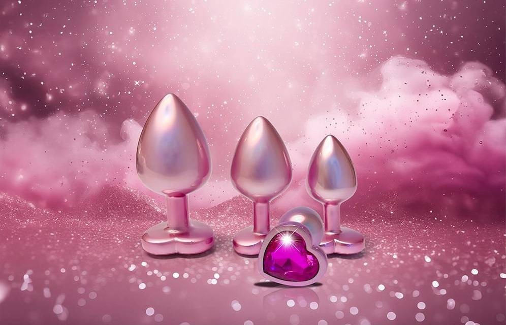 Анальная пробка розовая Dream Toys Gleaming Love с декоративным камнем в виде сердца, S