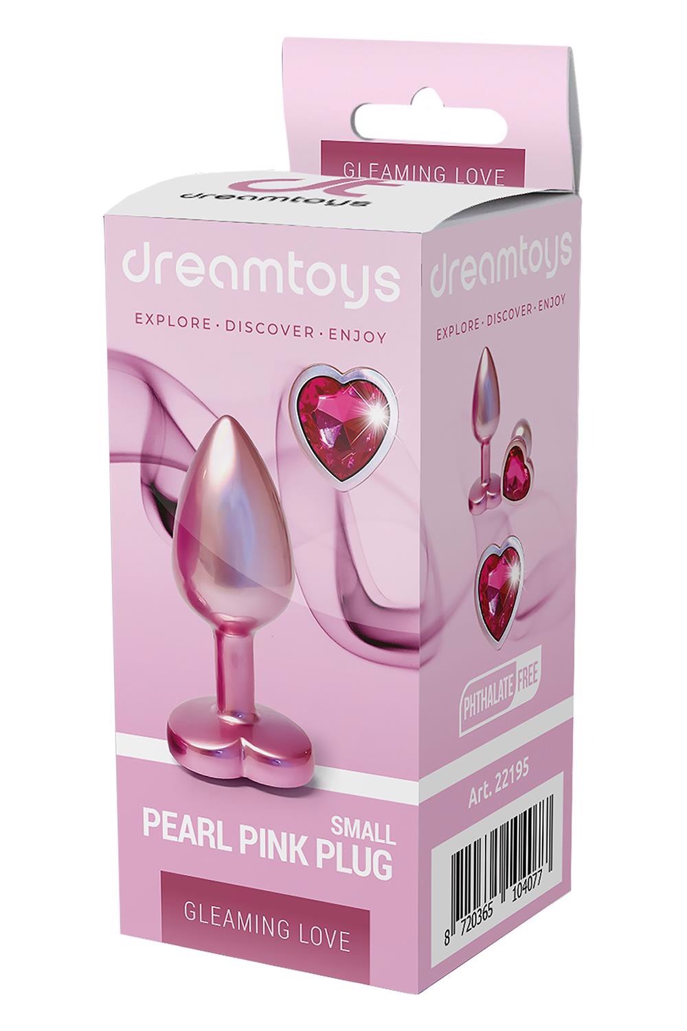 Анальная пробка розовая Dream Toys Gleaming Love с декоративным камнем в виде сердца, S