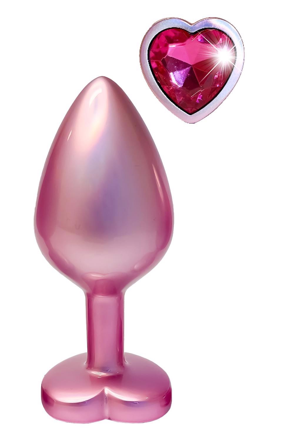 Анальна пробка рожева Dream Toys Gleaming Love з декоративним каменем, М