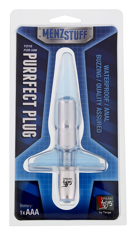 Плаг з вібрацією MENZSTUFF PURRFECT PLUG, CLEAR BLUE