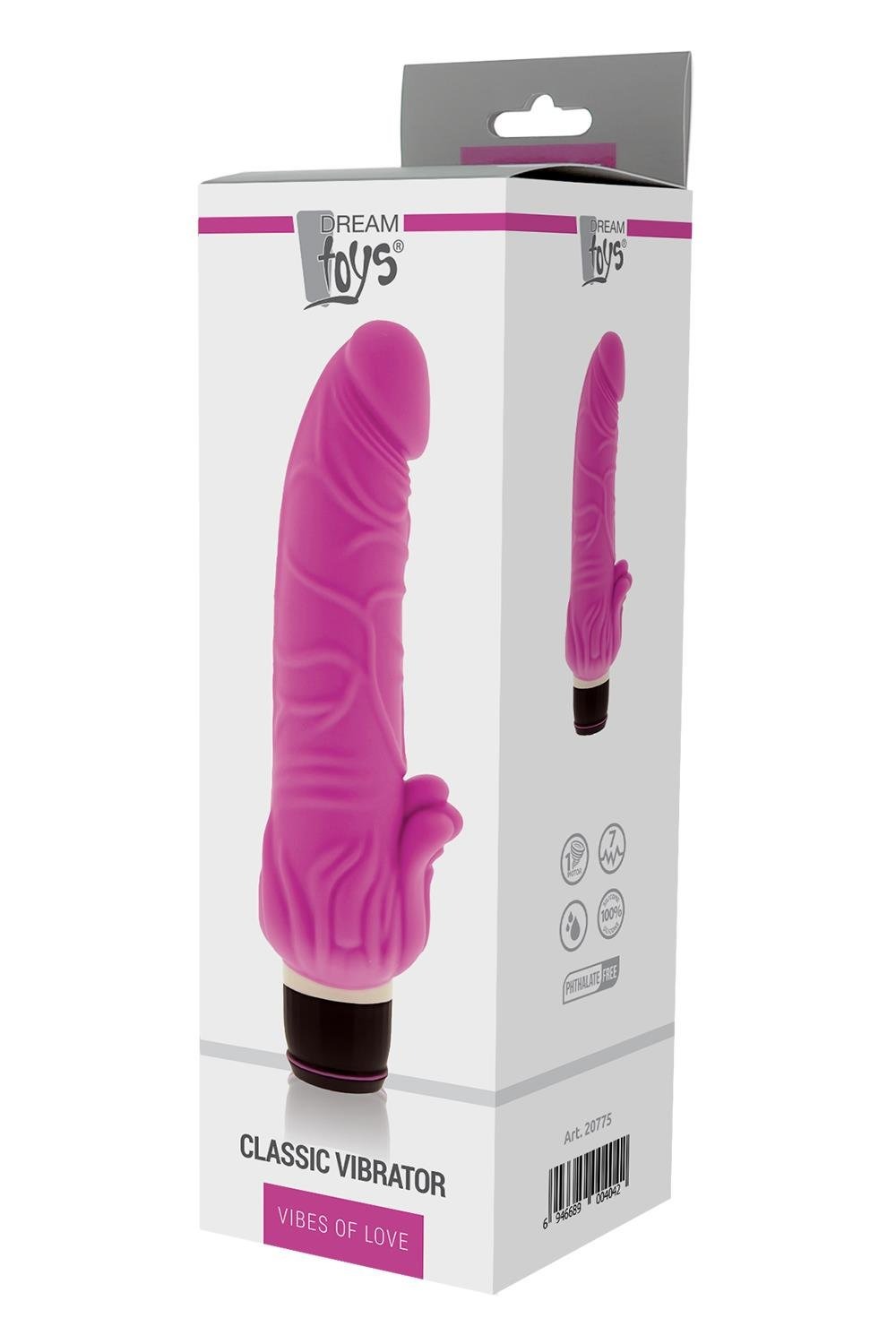 Вібромасажер класичний із стимулятором клітора DreamToys VIBES OF LOVE рожевий