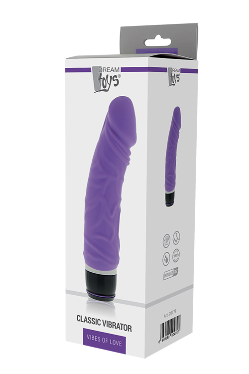 Класичний вібромасажер реалістичний на батарейках DreamToys VIBES OF LOVE, фіолетовий