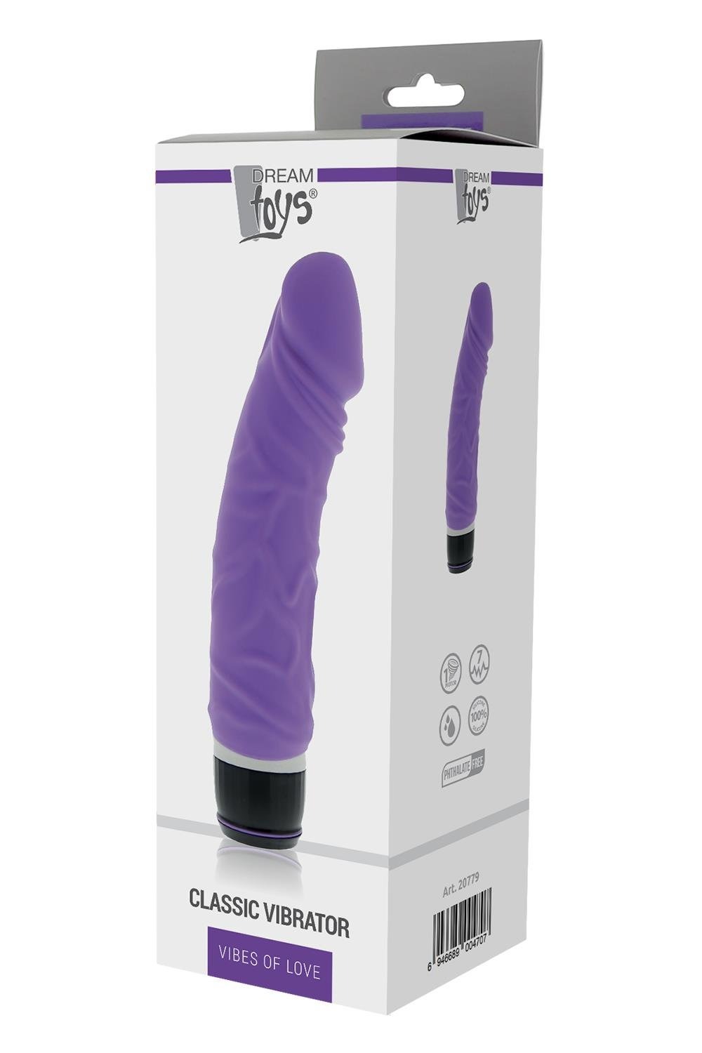 Класичний вібромасажер реалістичний на батарейках DreamToys VIBES OF LOVE, фіолетовий