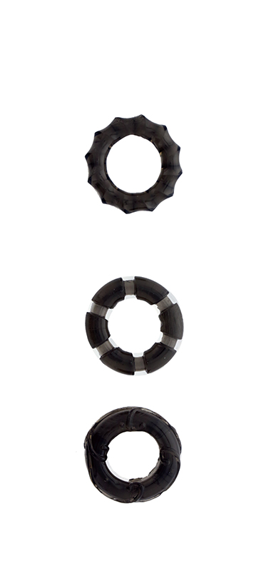 Набор колец MENZSTUFF STRETCHY COCK RINGS, SMOKE
