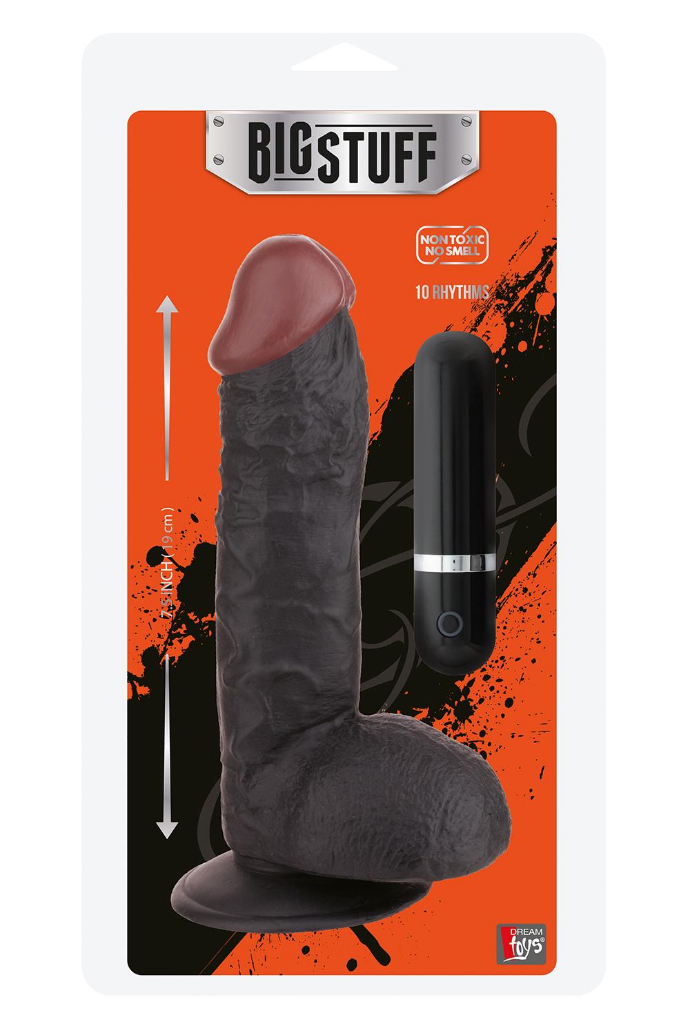 Вибратор на присоске Dream toys BigStuff с пультом, реалистичный, черный