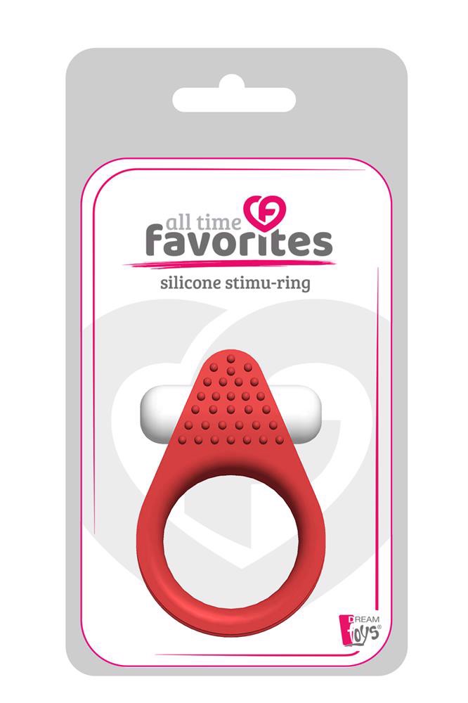 Эрекционное кольцо Dream Toys All Time Favorites с рельефным выступом, красное