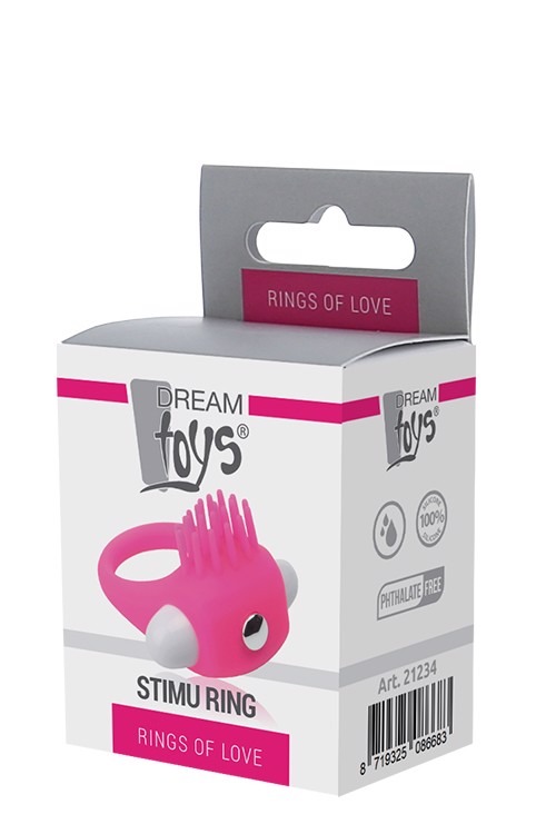 Ерекційне вібраційне кільце з вусиками Dream Toys Rings of Love рожеве