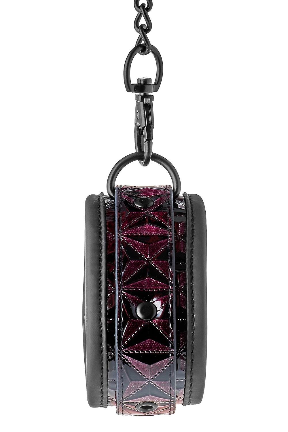 Поножі з фіолетовим тисненням Dream toys BLAZE Luxury Fetish на ланцюжку чорного кольору