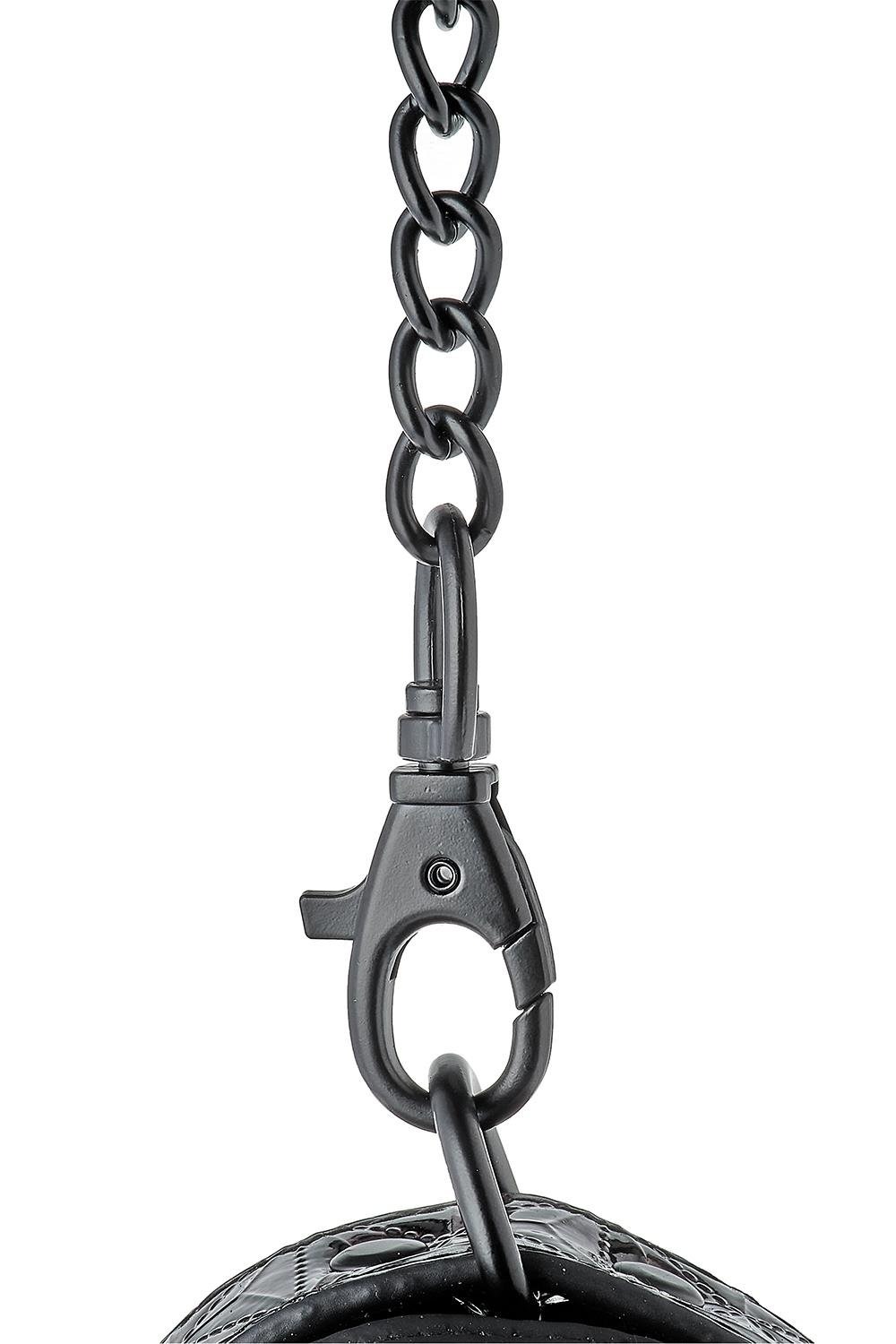 Поножі з фіолетовим тисненням Dream toys BLAZE Luxury Fetish на ланцюжку чорного кольору