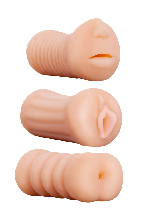 Набор реалистичных мастурбаторов REALSTUFF 3 IN 1 FLESH