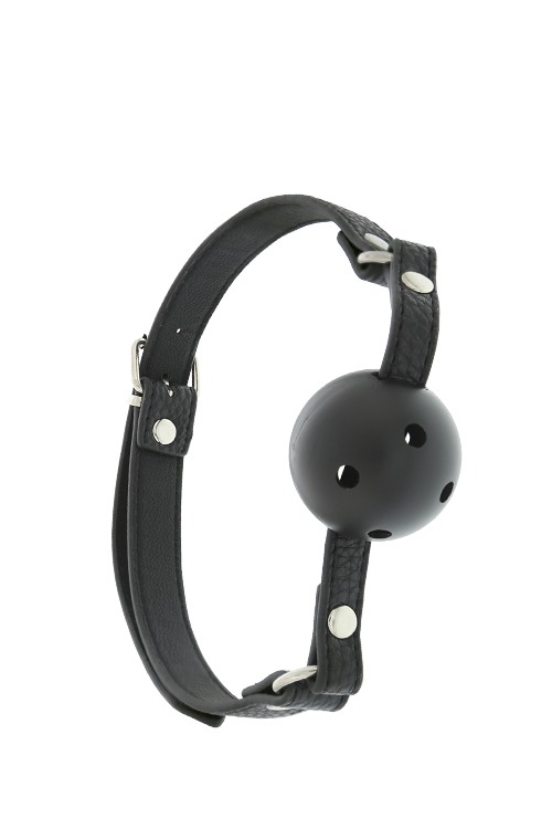 Кляп пластиковый с отверстиями Dream Toys BLAZE и ремешком из кожзаменителя, черный