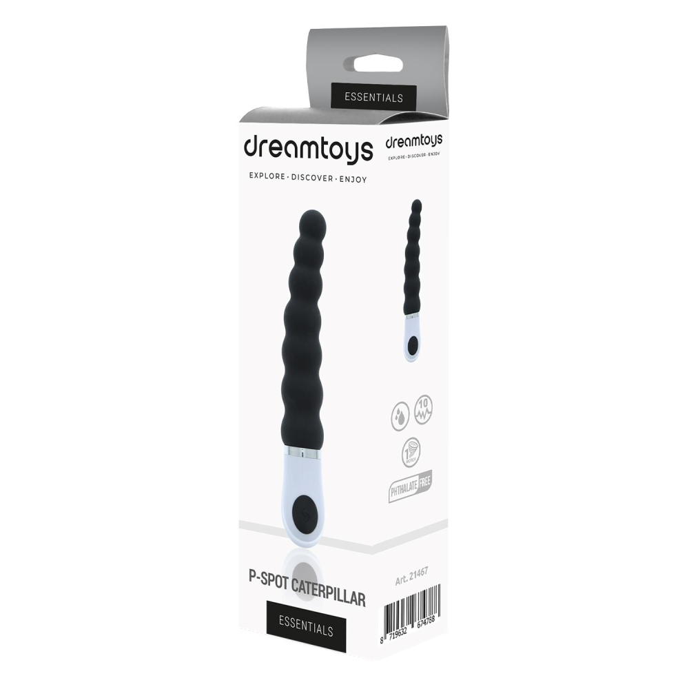 Анальний вібратор Dream Toys Essentials P-Spot Caterpillar, чорний, 15 × 2,5 см