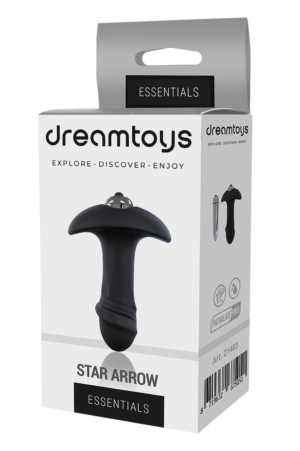 Анальна пробка Dream Тoys Еssentials Star Arrow з віброкулею, чорна