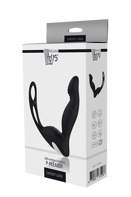 Массажер простаты с вибрацией Dream Toys Cheeky Love P-Pleaser с кольцом для пениса и яичек, черный