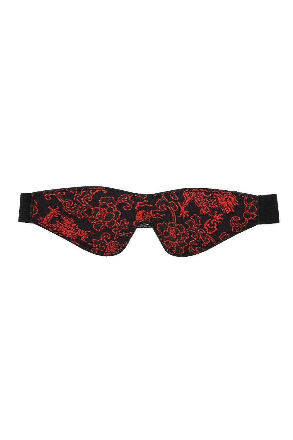 Маска на глаза черная Dream Тoys Blaze Deluxe Blindfold с красным узором в виде вышивки